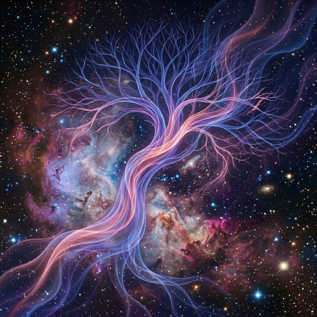 Smooth flowing abstract waves in purple and orange colors on dark background